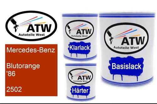 Mercedes-Benz, Blutorange '86, 2502: 1L Lackdose + 1L Klarlack + 500ml Härter - Set, von ATW Autoteile West.